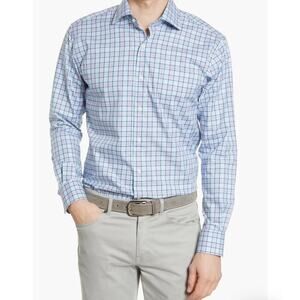 PETER MILLAR Men’s Perry Tartan Plaid Sport Shirt In Skylight Blue XL